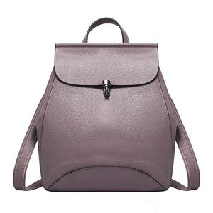 Mochilas de cuero genuino de alta calidad para mujer, bolsos de viaje antiladrones, mochila negra para mujer, mochila escolar para mujer, mochila para chica Preppy