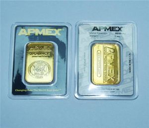 Regalo de lingotes chapado en oro de alta calidad 1 Oz Apmex Gold Bar Non Magnetic 24K Business Collection234E6565063