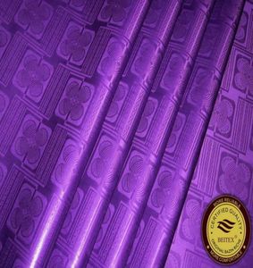 Brocade Guinée de haute qualité tissu Riche 10yardsbag Couleur violette Nice Design African Garment Fabric Shadda Damask3438686