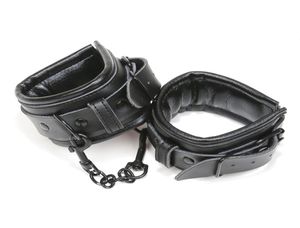 Menottes de haute qualité en cuir véritable noir cheville bondage métal bdsm fétiche sm jouets restreint jeux pour adultes jouets sexuels pour couples7019931