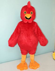 Costume de mascotte de poulet de couleur rouge chaud de haute qualité, costume de poule pour adultes à porter à vendre