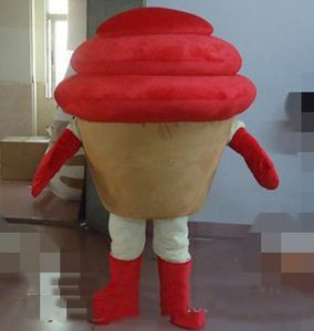 Costume de mascotte de crème glacée rouge de haute qualité pour adulte à porter