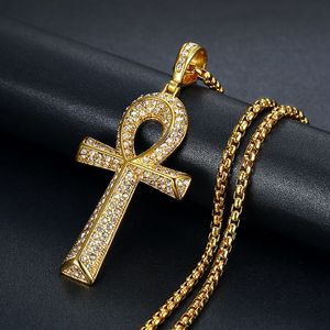 Collar con colgante de cruz de Jesús de alta calidad, joyería religiosa chapada en oro de 18 quilates de acero inoxidable para mujeres y hombres, collar de fe