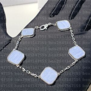 Pulsera de trébol de 4/4 hojas clásica de lujo de alta calidad, pulsera de concha de ónix chapada en plata, madre de perla, damas, niñas, boda, joyería para el día de la madre, regalo para mujer