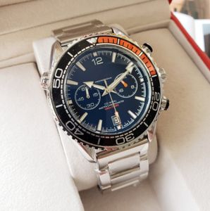 Nouveau mouvement de quartz de montre masculin de haute qualité Chronographe Planet Ocean Co-axial Five Hands Designer Concepteur en acier inoxydable Limite de bracelet