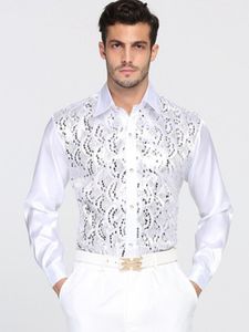 Haute qualité homme chemise Sequin Performance balle hôte coton marié à manches longues chemises accessoires 013