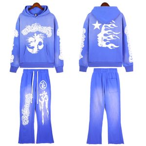 Sudaderas con capucha de diseñador de marca para hombre de alta calidad Moda Hellstar Blue Yoga Hoodios impresión de manga larga Street hip-hop sudadera conjunto