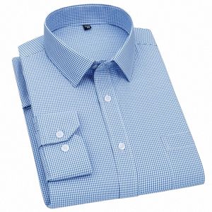 Alta calidad para hombre Busin Casual LG camisa de manga clásica a rayas a cuadros masculino social Dr camisas púrpura azul barato S1Uh #