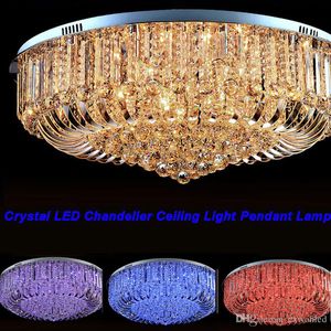 Plafond rond LED Lustre K9 Cristal Goutte De Pluie Lumière 50 cm 60 cm 65 cm 80 cm 100 cm 120 cm avec télécommande 110 V 220 V