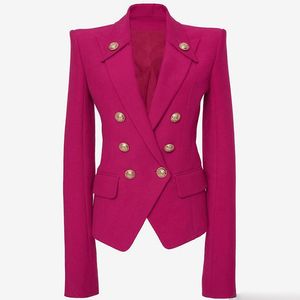 Blazer de diseñador Botones de cuello para mujer Botones de metal de doble botonadura Blazer Ropa exterior Blazers