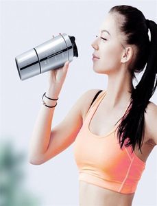 Protéine de haute qualité Powder Shaker Bottle en acier inoxydable Shaker Sports Fitness Metal Water Bottle thermal Cup Protéine Blender T202251000