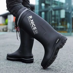 Bottes de pluie de haute qualité pour homme, chaussures de pêche imperméables antidérapantes en plein air, travail d'élevage d'étang à poissons, bottes en caoutchouc, livraison gratuite 240126