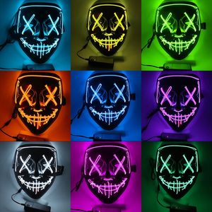 Juguetes de luz rave de alta calidad Precio al por mayor Luminoso Resplandor Scary Masquerade Cosplay Rave Mask LED Light Up Horror Máscara de fiesta de Halloween