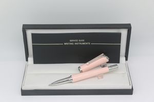 Stylo à bille couleur corps rose avec garniture argentée et perle blanche, fournitures scolaires et de bureau, stylo cadeau