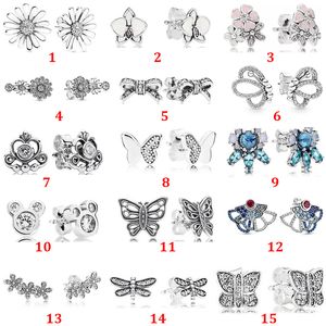 Alta calidad Spring Collection Dazzling Daisies Stud Earring para mujer 925 Sterling Silver Cute small Bow Orchid Earrings S925 brincos joyería fina