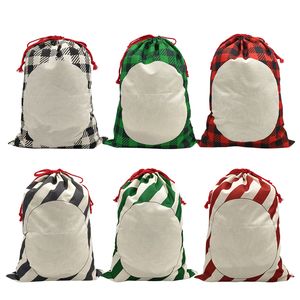 Bolsa de saco de Papá Noel en blanco de sublimación a rayas de alta calidad para adorno de Navidad WLL1616