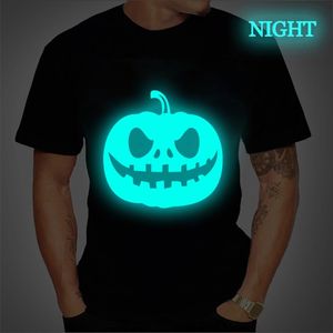 Camiseta de alta calidad Moda de gran tamaño Calabaza de Halloween Camiseta para hombre Casual O Cuello Diablo Camiseta luminosa para hombre TOP TEES 220608