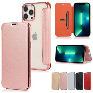 Étui de protection tactile de haute qualité Flip Cover adapté à l'iPhone 15 Pro Max Phone Cuir Case Apple 14 13 Nouveaux portefeuilles de cartes de cartes de téléphone transparent