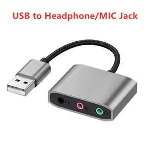 Haute qualité USB Type A à 3,5 mm Prise casque / Prise micro Convertisseur de microphone audio Pilote externe gratuit Carte son USB pour PC portable Android TV avec emballage de vente au détail