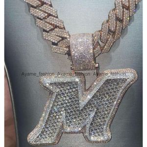 Moissanita Vvs de alta calidad con diamantes completos, letra inicial, nombre M, joyería personalizada, colgantes personalizados de buena calidad