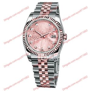 Montre de haute qualité 2813 montre automatique pour homme 116231 36 mm cadran motif rose or rose 18 carats montre-bracelet en acier inoxydable verre saphir 116203 montres diamants pour femme