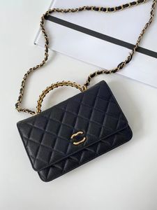 Bolso de hombro WOC de alta calidad Monedero de diseñador Cartera clásica de cuero genuino con solapa de cadena Bolso de mano con asa de metal Bolso cruzado Titular de la tarjeta de cuero de caviar 2609