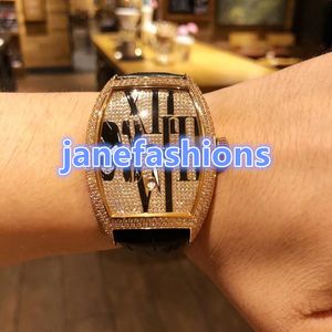 El mejor reloj de pulsera para hombre del mundo de alta calidad, relojes con personalidad de diamantes, reloj deportivo resistente al agua de cuero negro
