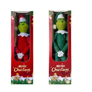 Haute quantité 32 cm rouge vert poupée jouets en peluche ornement de Noël suspendu monstre elfe poupées douce poupée en peluche décoration d'arbre de Noël avec emballage de boîte de vente au détail