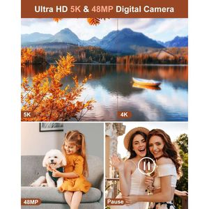 Appareil photo numérique haute résolution 5K pour la photographie avec double caméra, autofocus et viseur - parfait pour le vlogging, le point et le tournage et le zoom