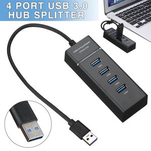 Haute vitesse 4 ports USB 3.0 Multi Hub Splitter Expansion Ordinateur de bureau Adaptateur pour ordinateur portable Répartiteurs d'ordinateur Indicateurs LED intégrés