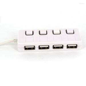 Répartiteur de indicateur LED Hub USB 2.0 haute vitesse à 4 Ports avec interrupteur marche/arrêt pour ordinateur portable noir/bleu