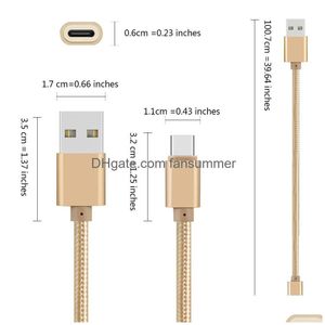 USB S Type C haute vitesse vers adaptateur de charge synchronisation de données ligne de téléphone en métal épaisseur de 0,48 mm chargeur tressé solide livraison directe Dhinv