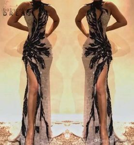 Lorveau à côte fendu haut Sirène des robes de bal de serrure Crystal Crystal Backles Backless Robes de soirée Hollow Out Front Celebrity Robe BC048342248