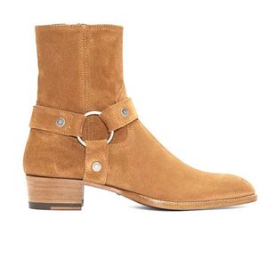 Haut haut fait à la main Wyatt Harry Boucle de boucle sangle Hommes Chelsea Boots Céner en cuir en cuir en cuir Denim Boots de harnais