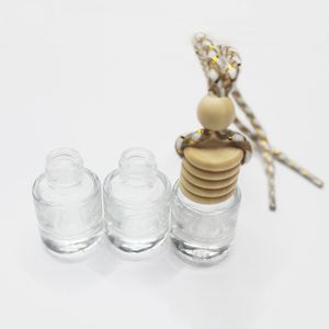 6 ML voiture pendentif bouteille de parfum Diffuseurs d'huiles essentielles Bouteilles cylindriques hautes transparentes Conteneur vide de parfum d'arôme de verre Perceuse de bricolage Parfums de maison