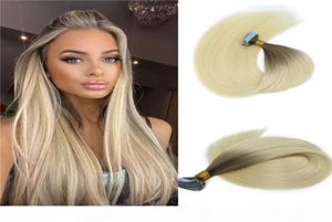 Ruban russe vierge de la plus haute qualité dans les extensions de cheveux ombre blonde blonde cutanée cutanée cutanée ruban invisable sur les extensions de cheveux 100g 46999620