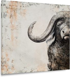 Highland Cow Pintado a mano Lona Wall Art Paintings Lovely Wild Animal Aceite Paintis Unhrame para la sala de estar Dormitorio