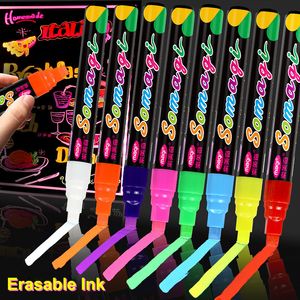 Surligneurs 8 Couleurs Surligneur Fluorescent Liquide Craie Marqueur Néon Stylo Pour LED Tableau D'écriture Tableau Noir Verre Peinture Graffiti Bureau 230505