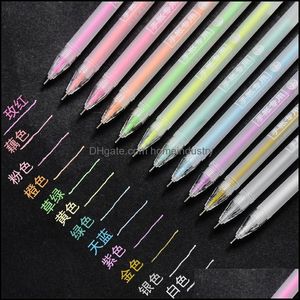 Highlighters Color Hand Account Marker Nite Writer Pen Small Fresh 0.5Mm And White Black Cardboard Ding Student Gel Set Highlighters Dhkpx