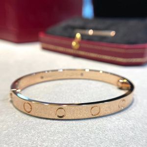 Bracelet jonc en or de haute qualité Bracelets en acier inoxydable de mode Célèbres Designers de luxe Marque Bijoux pour femmes Couple SCREW LOVE 6mm 4Diamonds avec boîte
