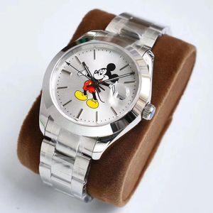 Reloj para hombre de alta calidad 2813, relojes con movimiento mecánico automático, esfera de dibujos animados de 36 mm, correa de acero inoxidable plateada de 40 mm, reloj de lujo con cristal de zafiro para mujer