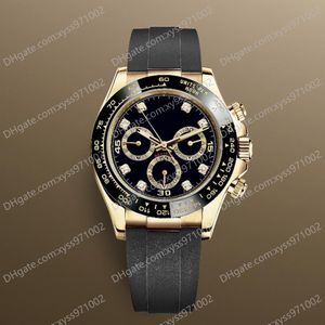 Reloj para hombre de alta calidad 2813 Mecánico automático M116518ln-0078 Relojes 40 mm Esfera de diamante negro Sin cronógrafo M116518 Bisel de cerámica Reloj de pulsera con correa de caucho