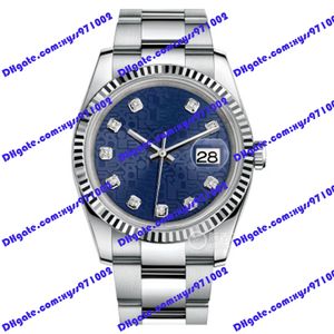 Montre de haute qualité 2813 montre mécanique automatique 36mm cadran à motif bleu 116234 montre en diamant pour femme bracelet en acier inoxydable montre pour homme d'affaires en verre saphir