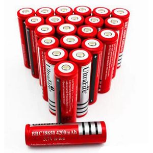 Hochwertige UltraFire BRC 18650 Lithium-Batterien, 4200 mAh, 3,7 V, 2 A, wiederaufladbare Batterie, rote Li-Ionen-Batterie, geeignet für elektronische LED-Taschenlampen, Digitalkameras