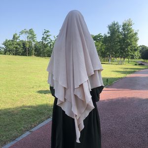 Hijabs Khimar Deux Couche Jazz Crêpe Double Couches De Haute Qualité Musulman Modeste Mode Prière Longue Hijab En Gros Islamique Vêtements 230717