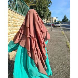 Hijabs Muslim 3 Layers Long Khimar Jilbab for Women Ramadna Eid Hijab Big Headscarf Prayer Garment Islam Dubai Modesty Niqab Abaya 230609