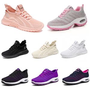 Senderismo Nuevos zapatos para correr para mujer, zapatos planos para hombre, suela suave, moda púrpura, blanco, negro, cómodos deportes, franjas de color Q45 GAI 196 Wo