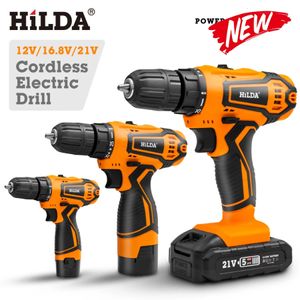 Hilda Electric Drill 12V 16V 20V Tournevis sans cordon mini pilote d'alimentation sans fil DC Batterie lithiumon 240415