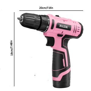 Hilda Electric Drill 12V Tournevis sans fil mini pilote d'alimentation sans fil DC Batterie lithiumon 240402