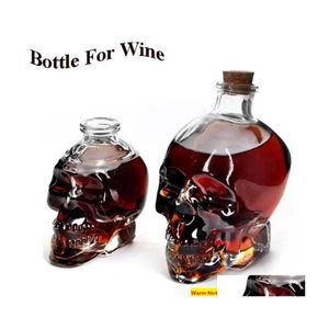 Frascos de cadera Botella de agua de cristal Skl Decanter Vidrio líquido con corcho de madera para cerveza Vino Whisky Escocés Vodka Bar Tool Drop Delivery Dhg0J